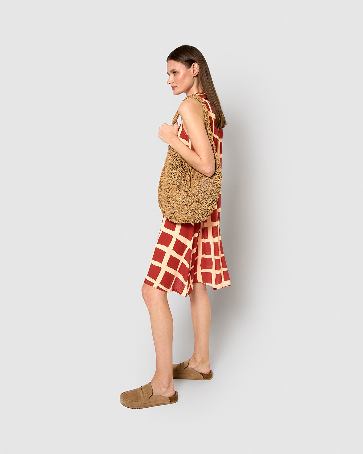 Vestido corto bambula detalles plisado naroa teja