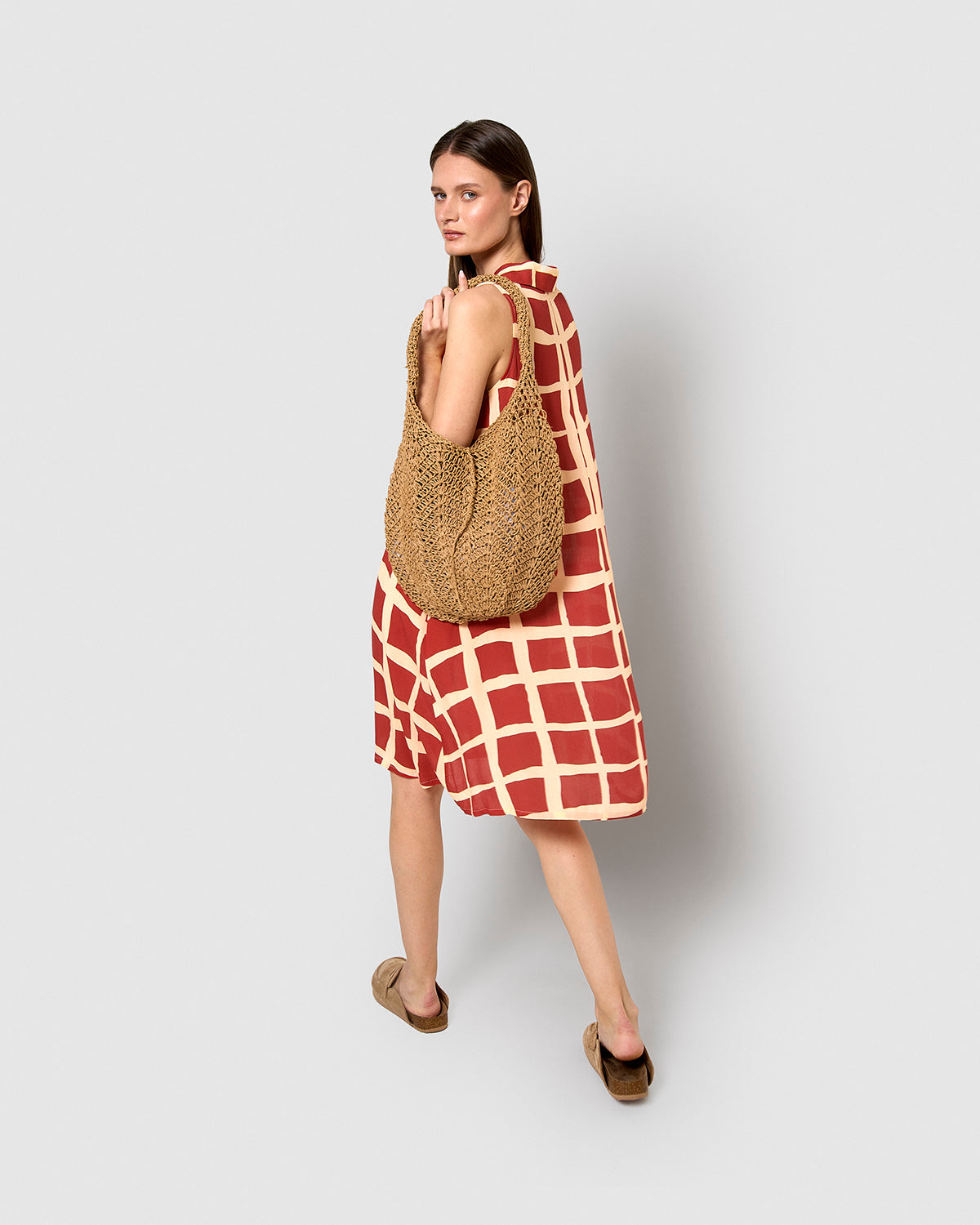 Vestido corto bambula detalles plisado naroa teja