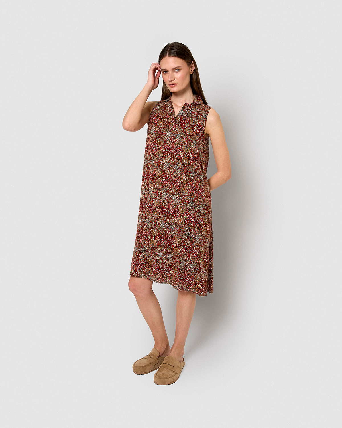 Vestido corto bambula detalles plisado meera teja