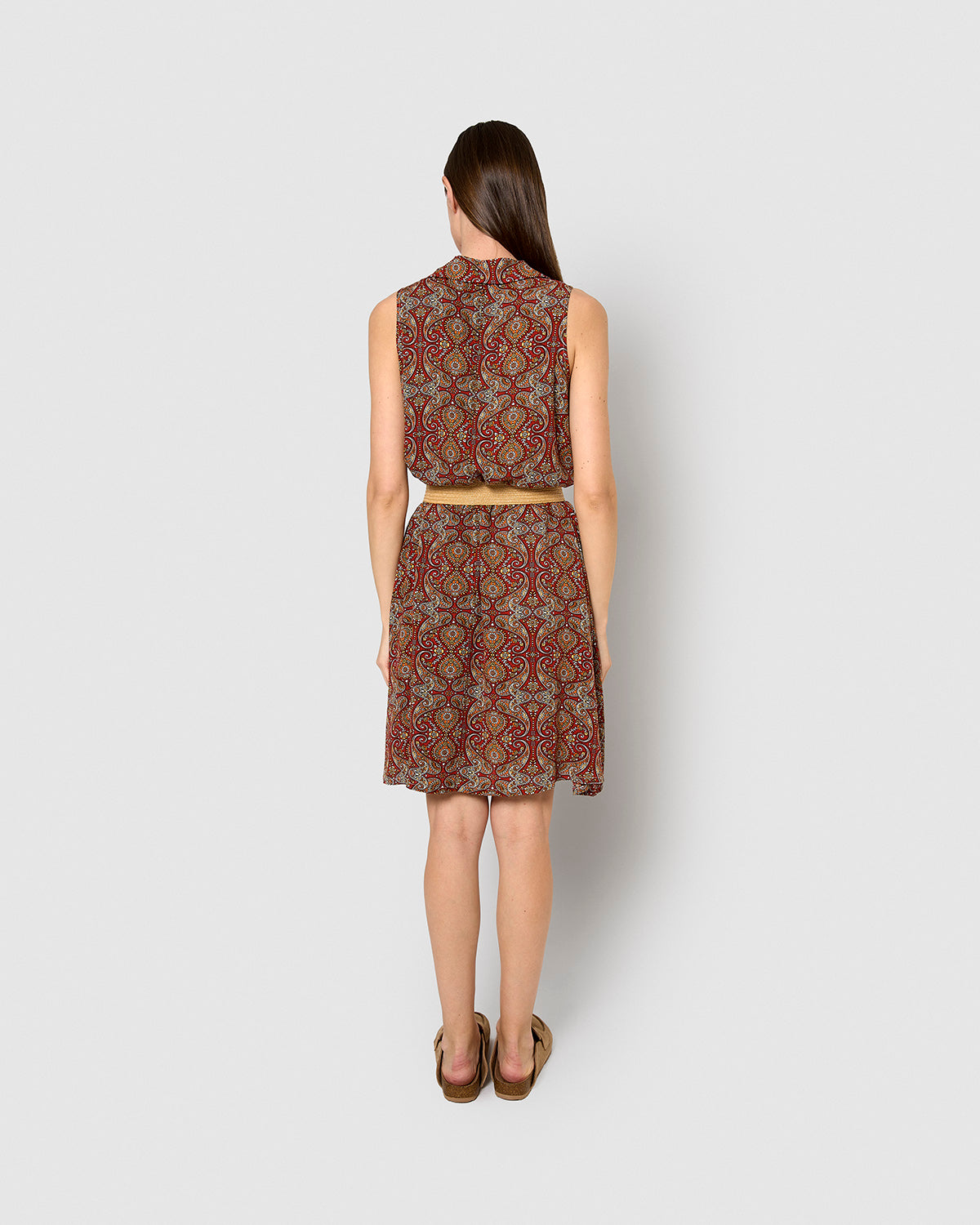 Vestido corto bambula detalles plisado meera teja
