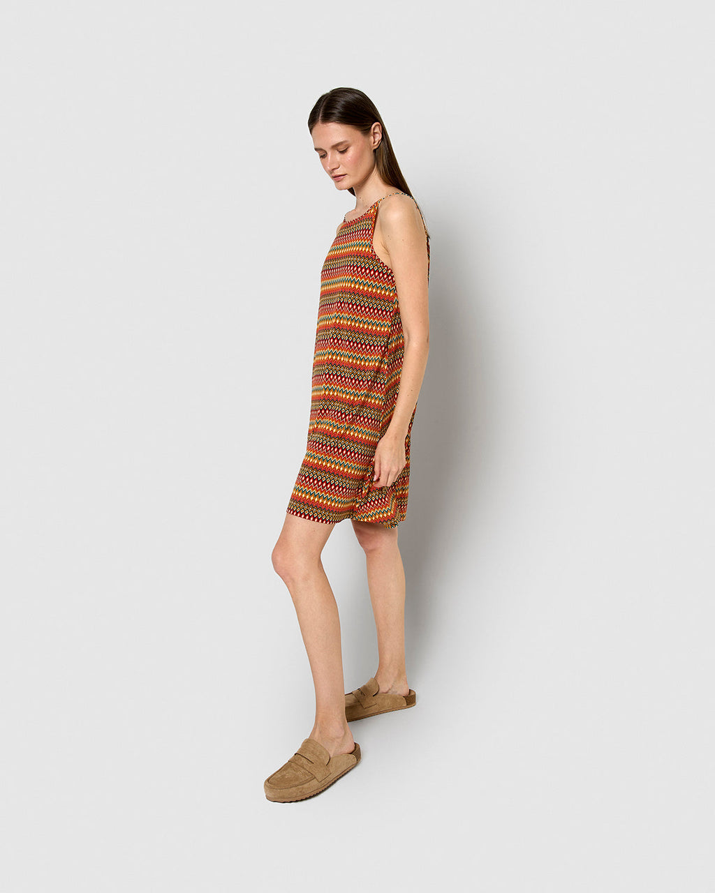 Vestido corto tirantes crepe emily teja