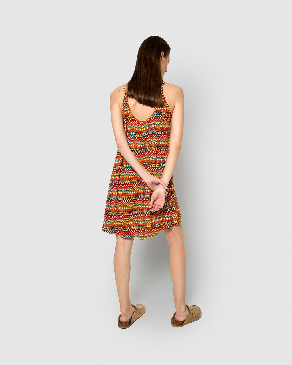 Vestido corto tirantes crepe emily teja