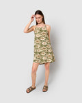 Vestido corto tirantes crepe magnus verde