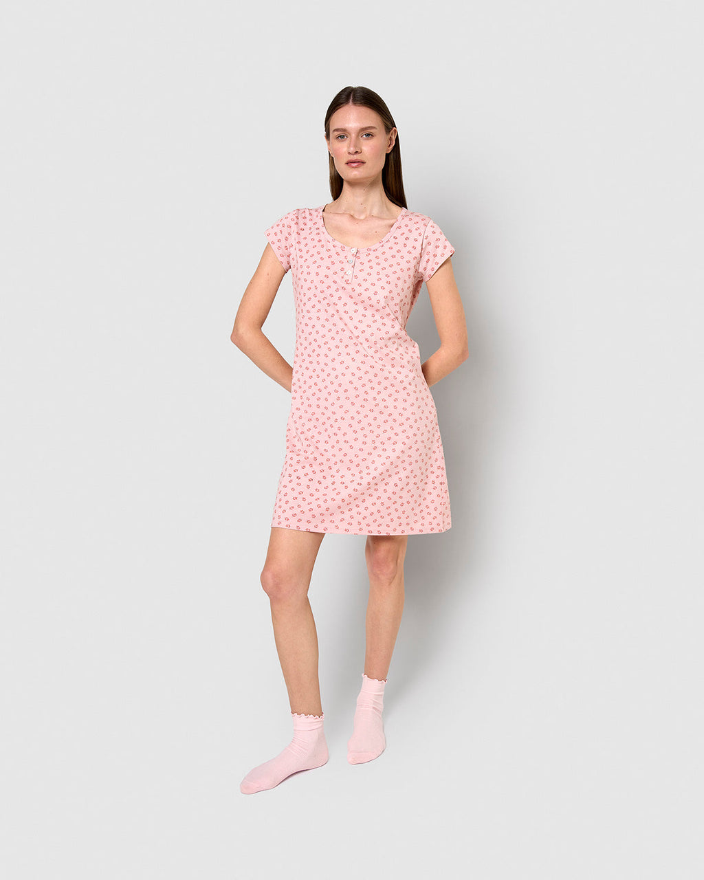 Vestido corto de algodón azores malva