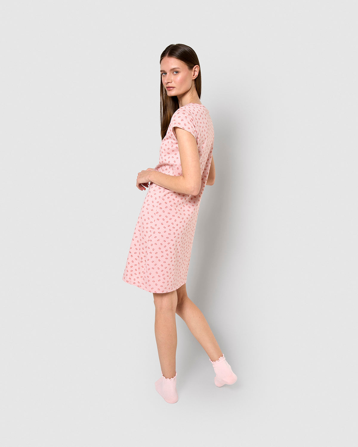 Vestido corto de algodón azores malva