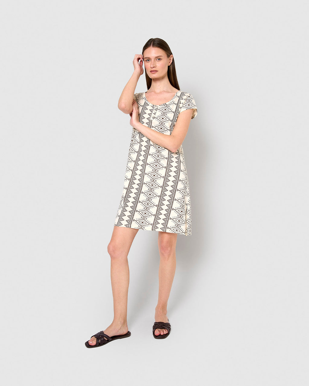 Vestido corto de algodón ripley marrón