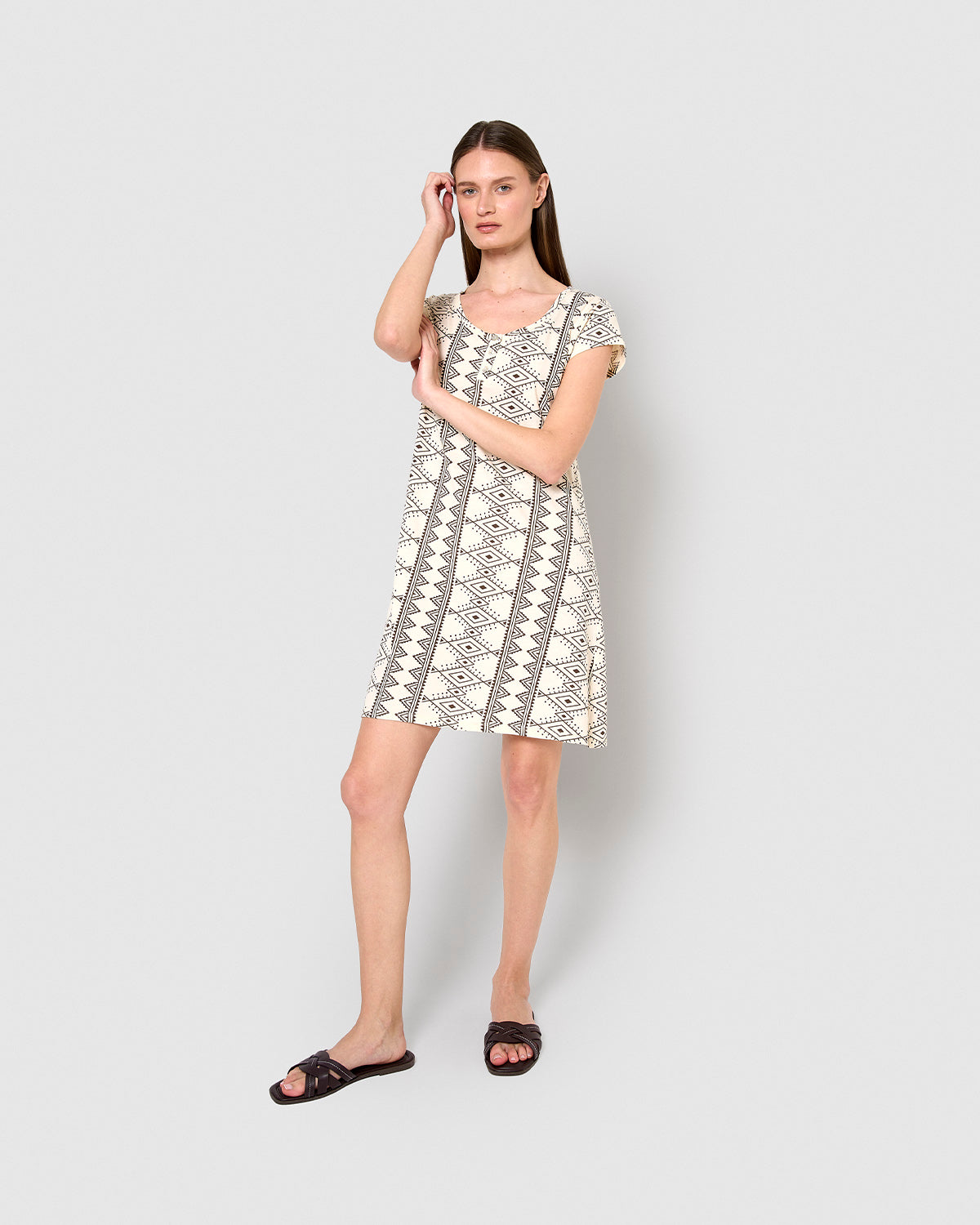 Vestido corto de algodón ripley marrón