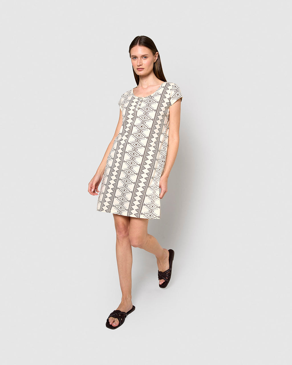 Vestido corto de algodón ripley marrón
