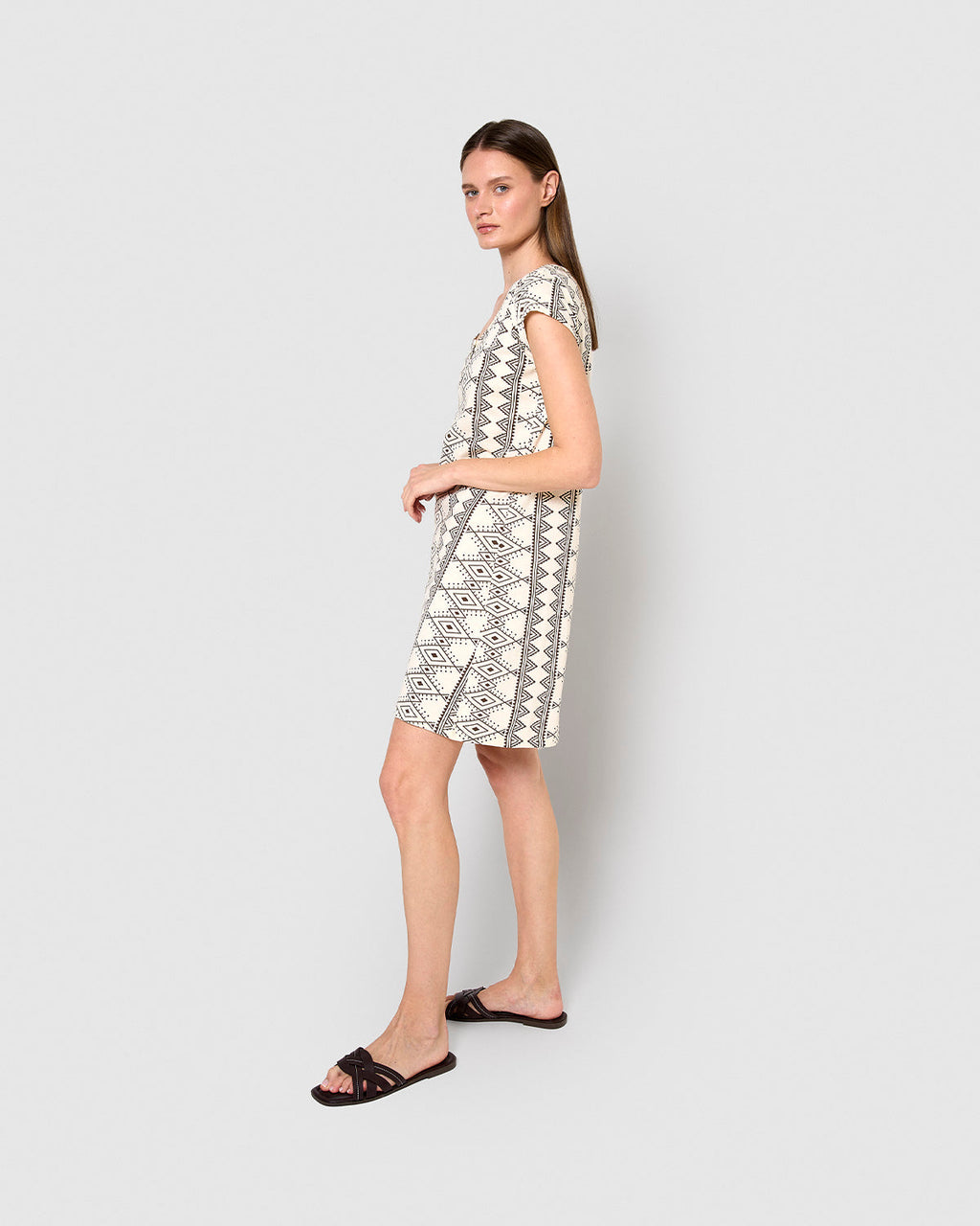 Vestido corto de algodón ripley marrón