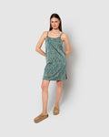 Vestido corto satén renata agua marina
