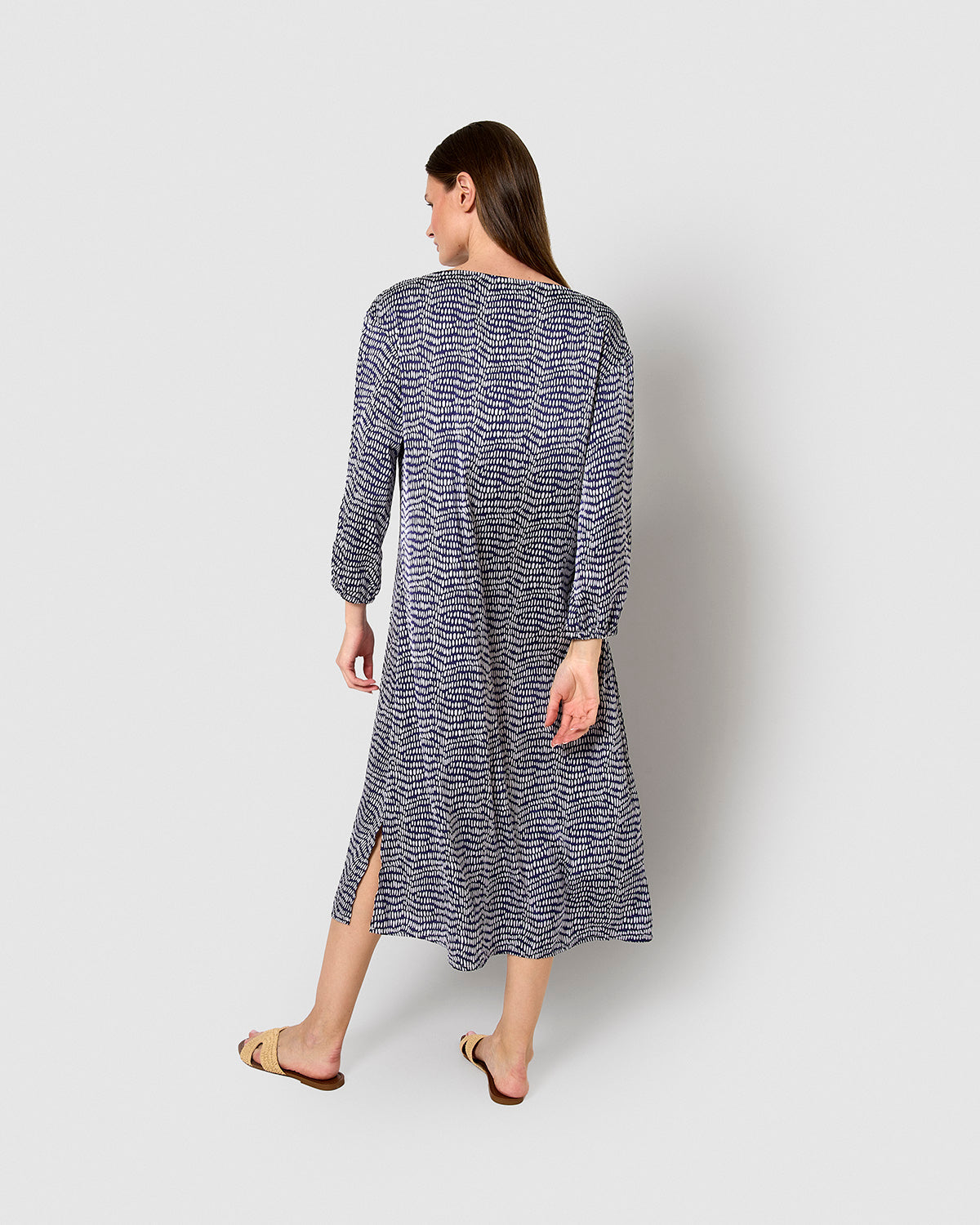 Vestido largo satén deriva azul marino