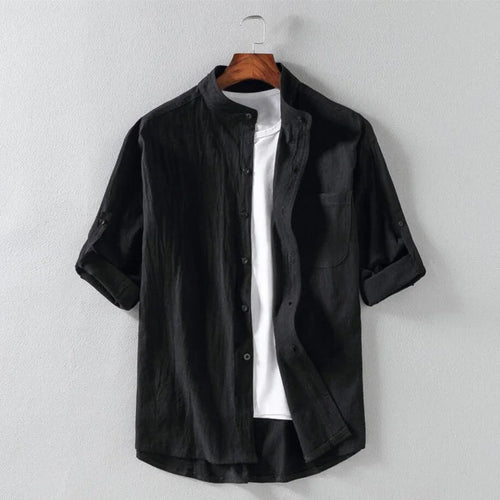 Camisa de lino de manga corta para hombre