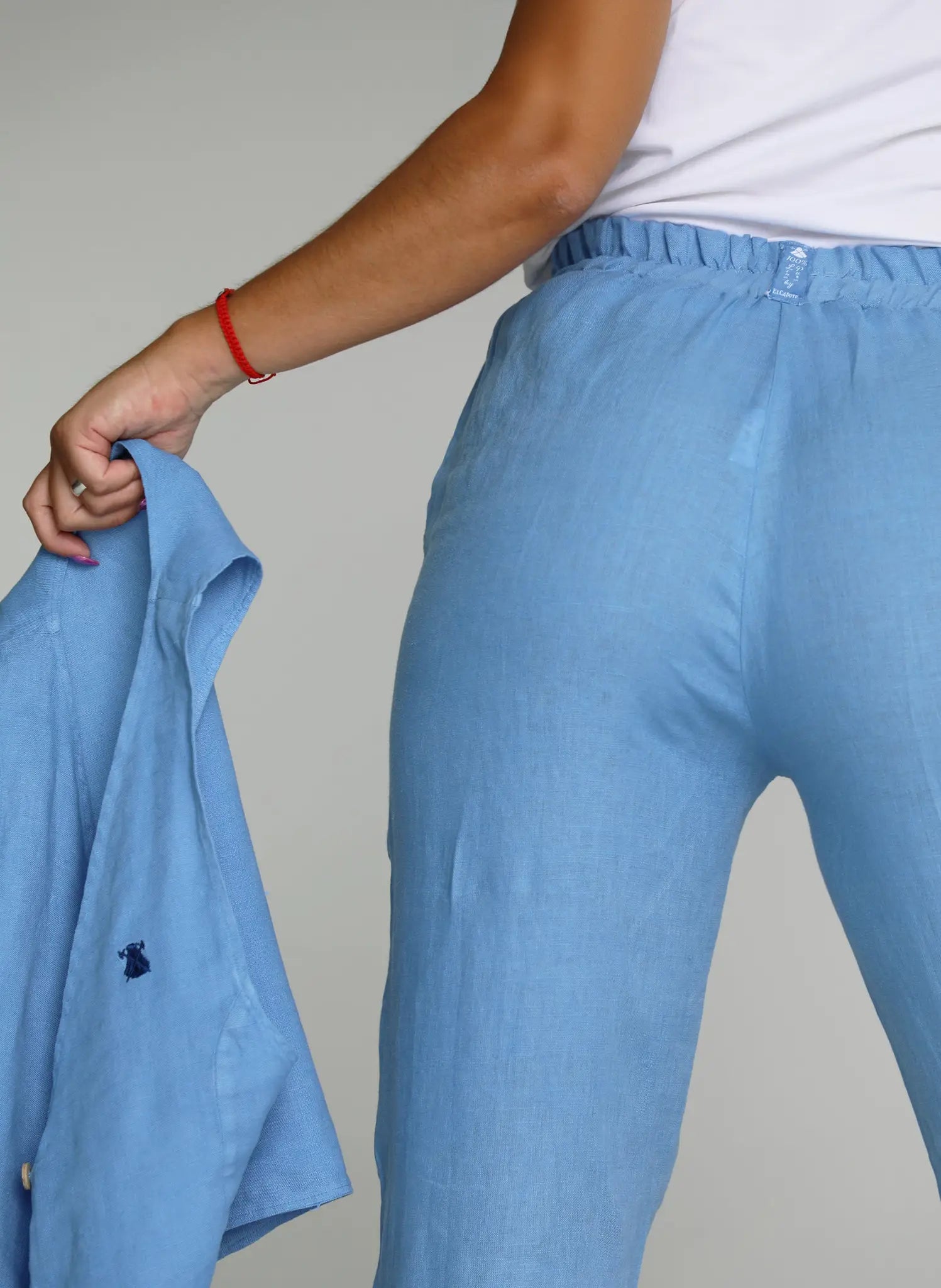 Pantalón Lino Azul Añíl Mujer