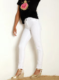 Pantalón Blanco Logo Marino 5 bolsillos Mujer