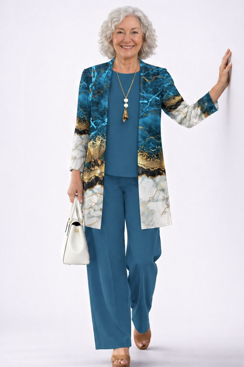 Conjunto 3 piezas azul marmolado