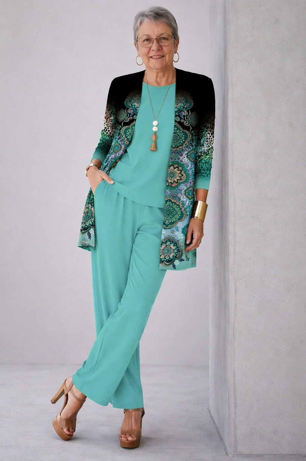 Conjunto 3 piezas verde azulado