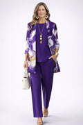 Conjunto 3 piezas lila y blanco floral