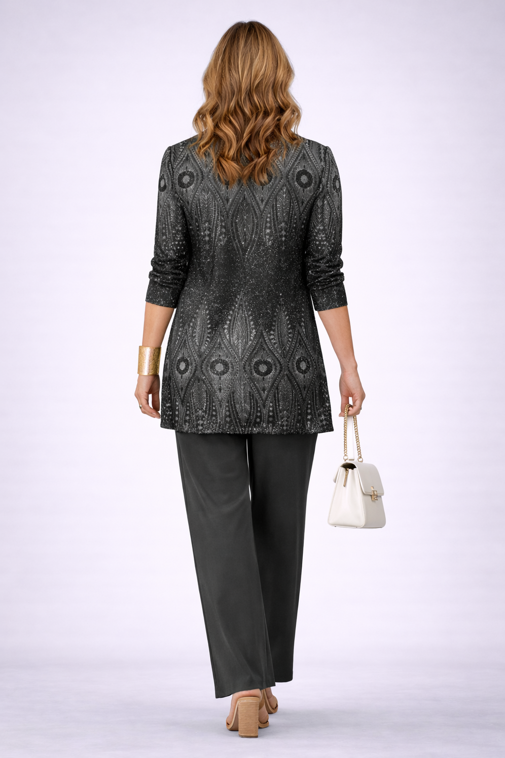 Conjunto 3 piezas negro estampado