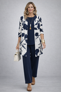 Conjunto 3 piezas azul marino floral
