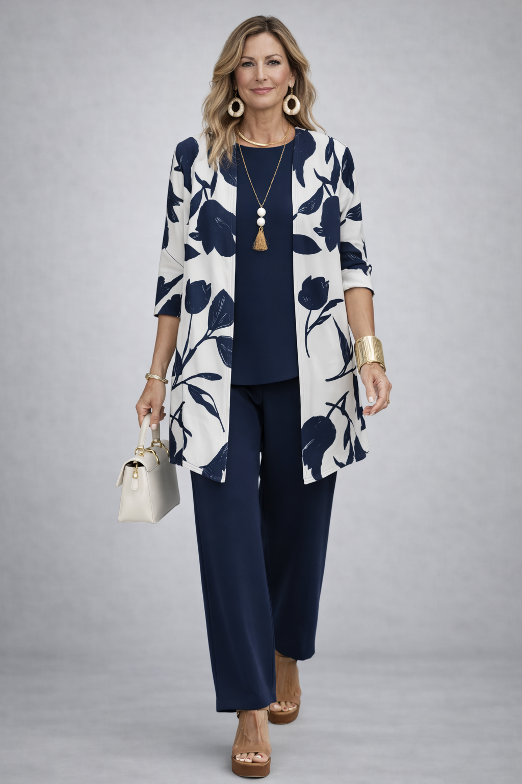 Conjunto 3 piezas azul marino floral