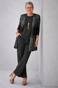 Conjunto 3 piezas negro estampado