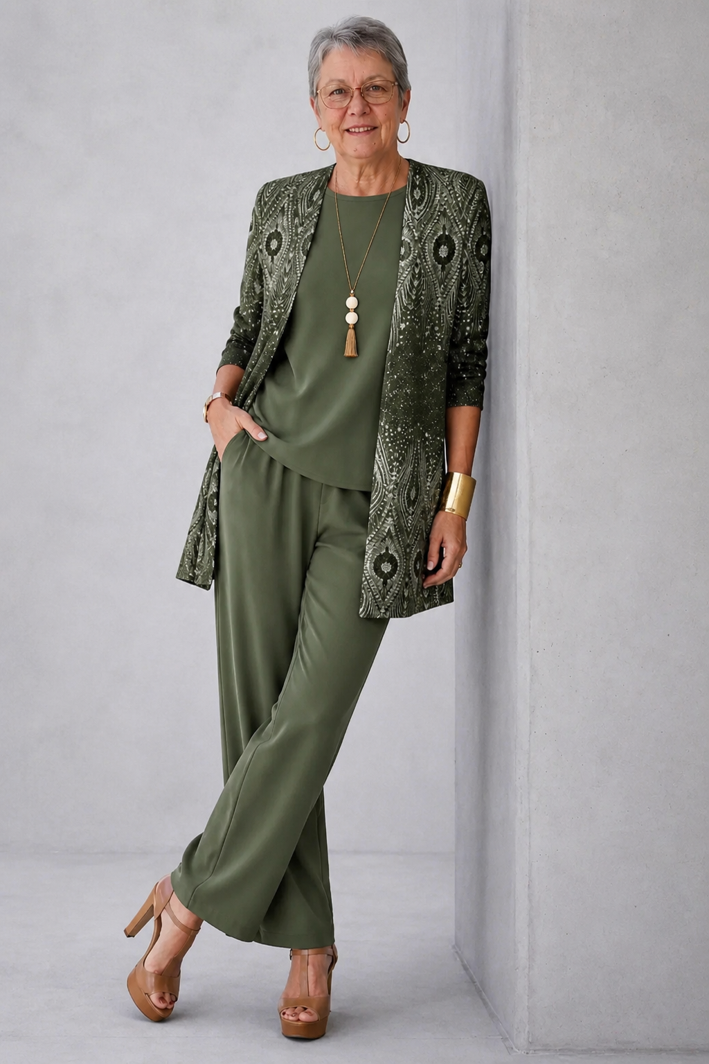 Conjunto 3 piezas verde esmeralda