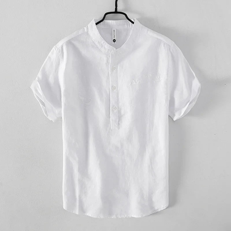 Elegante camisa de verano de algodón y lino