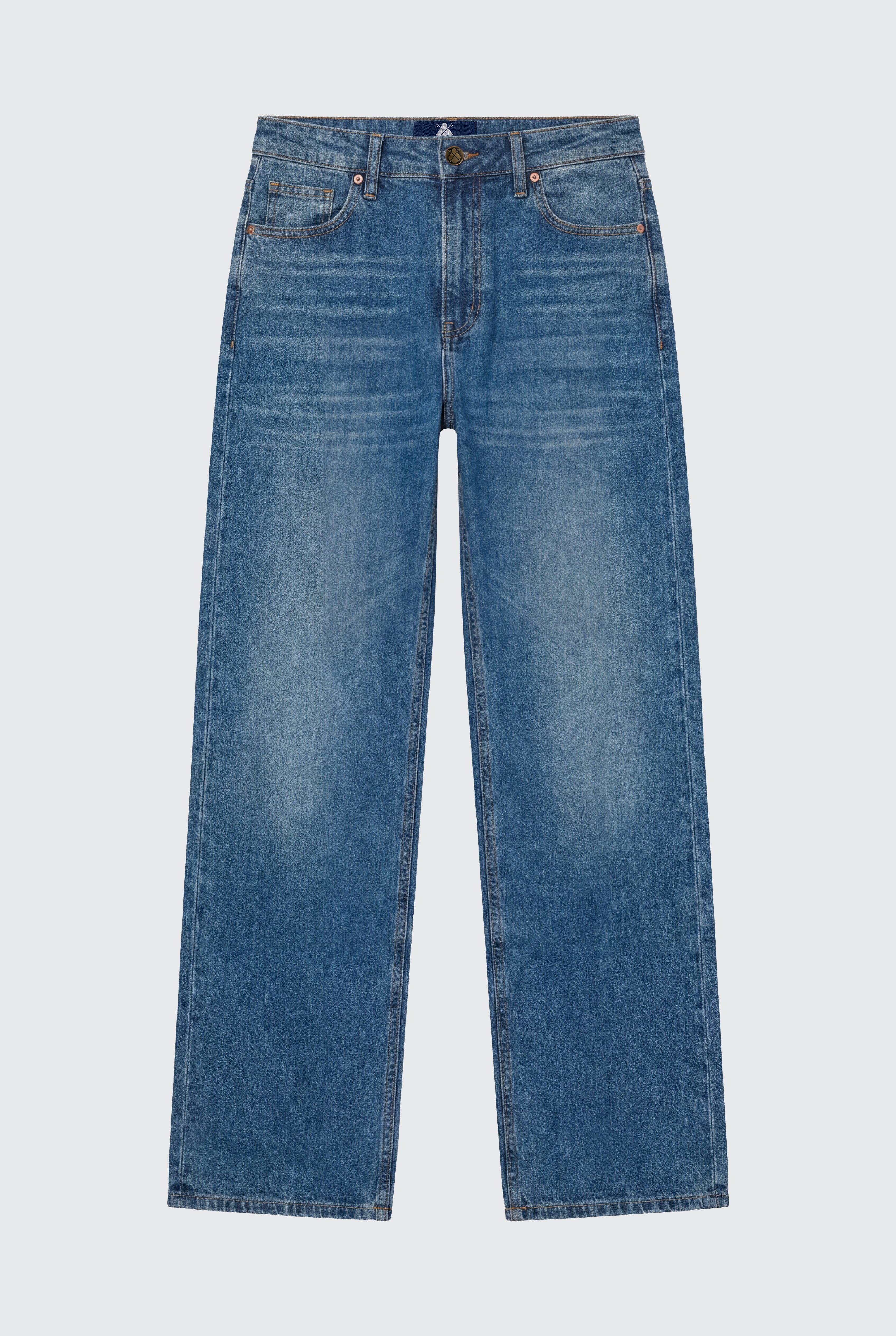 Pantalón Azul Vaquero pierna Ancha Mujer