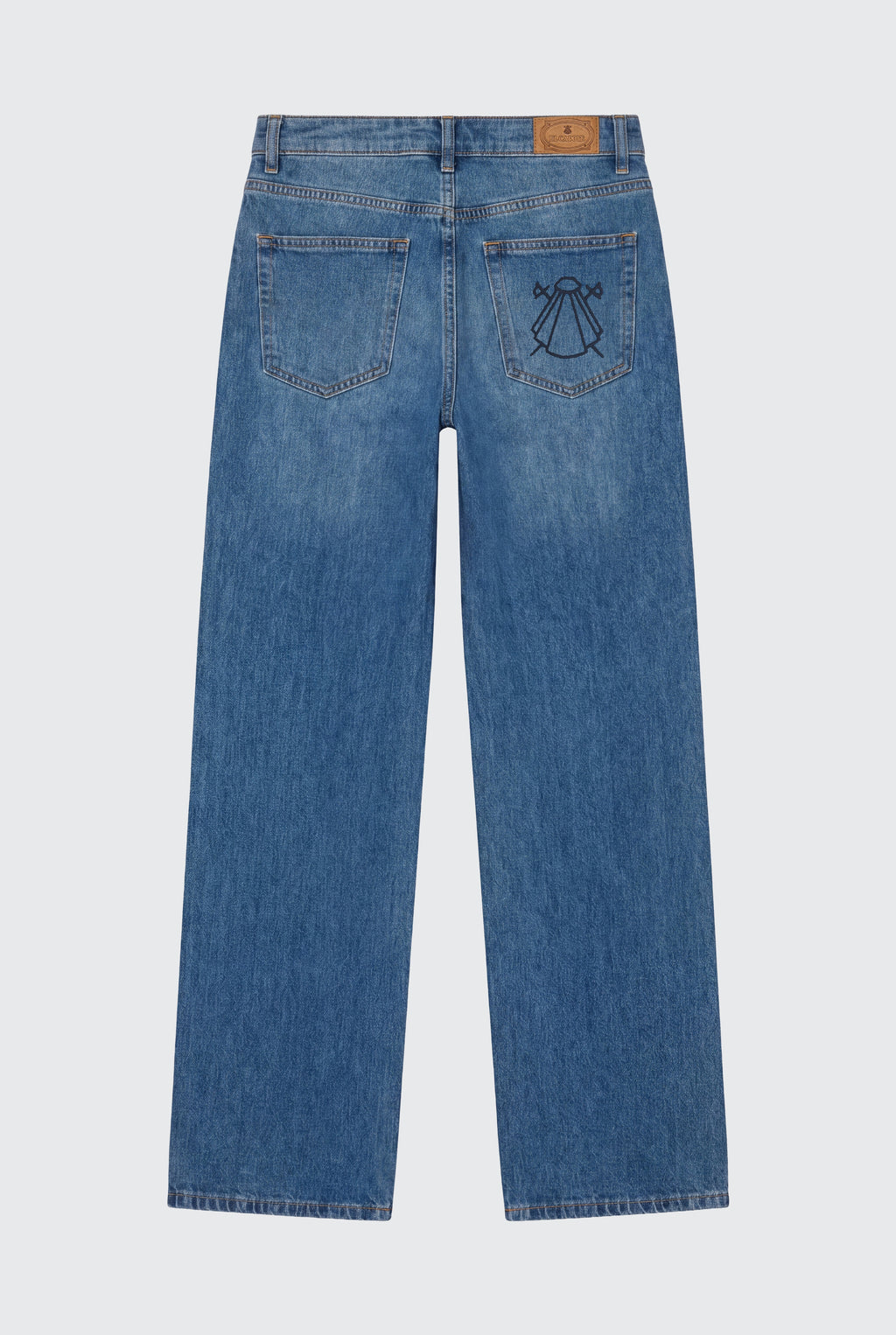 Pantalón Azul Vaquero pierna Ancha Mujer