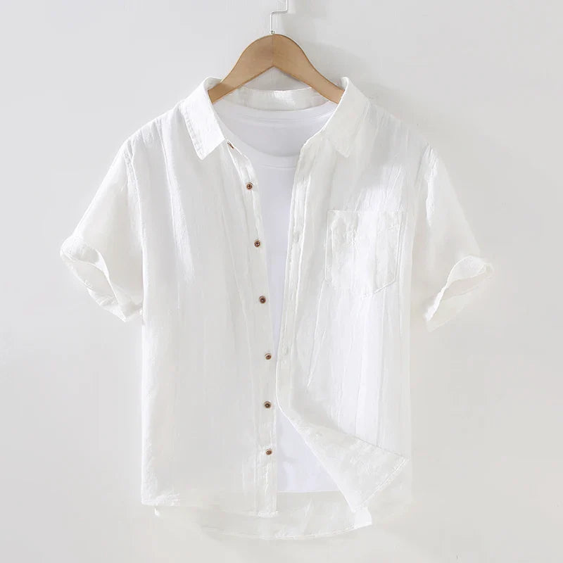 Elegante camisa de lino de manga corta