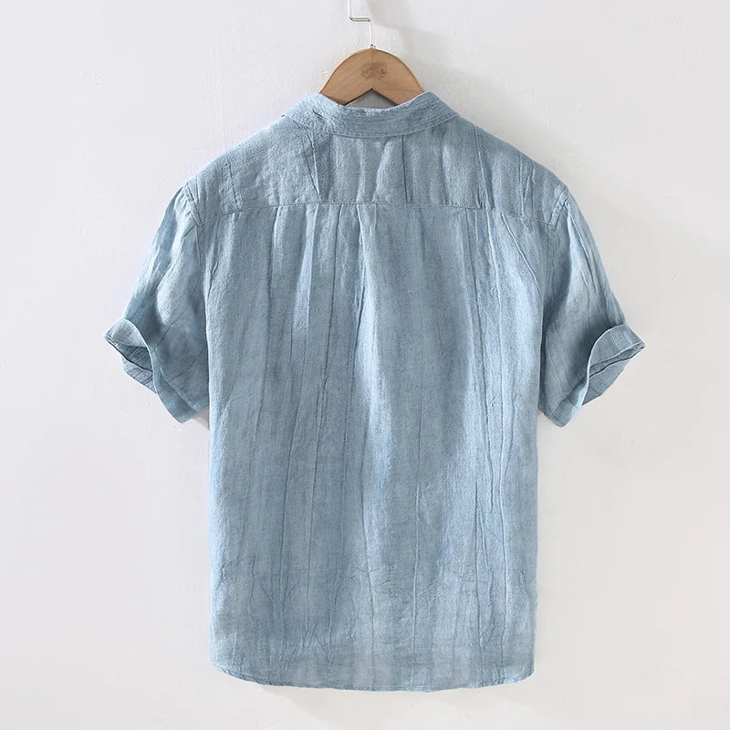 Elegante camisa de lino de manga corta