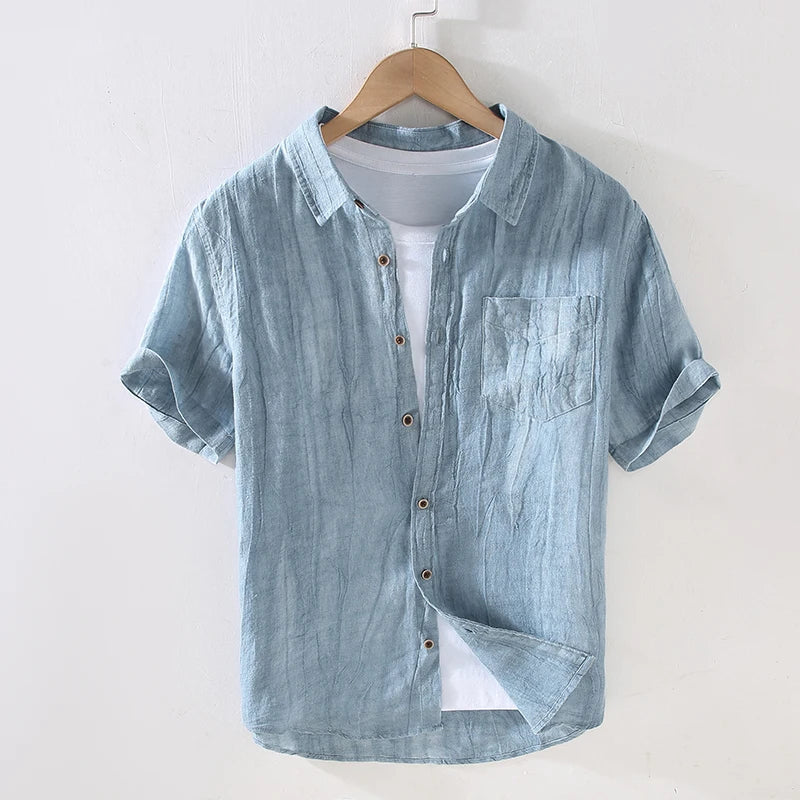 Elegante camisa de lino de manga corta