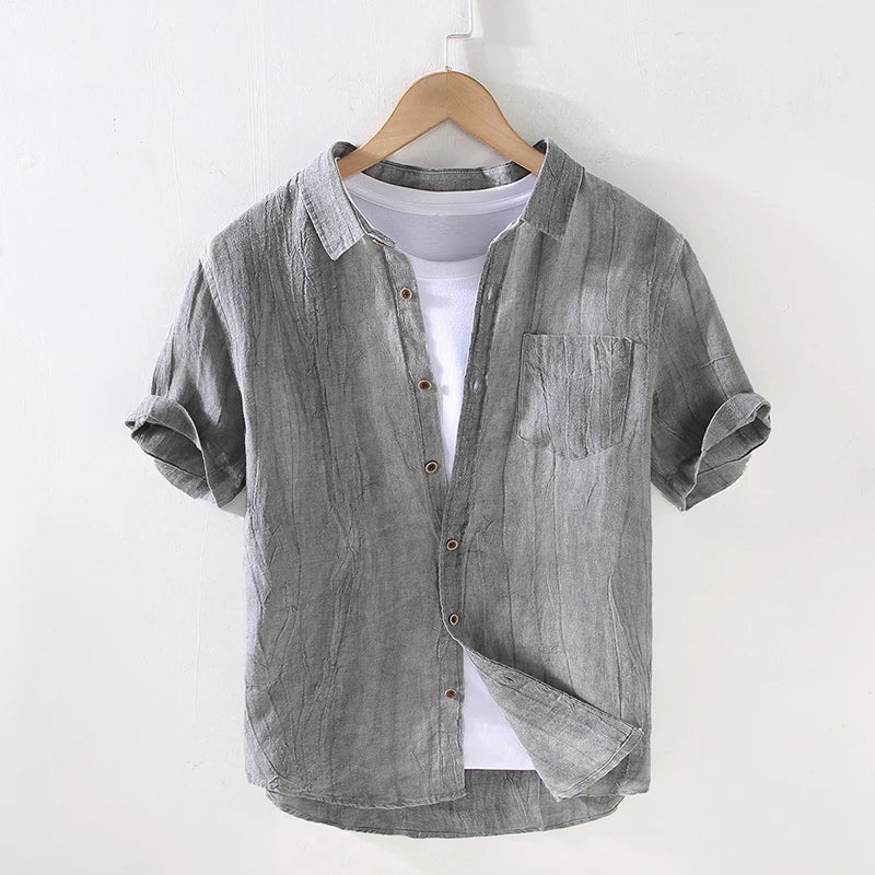 Elegante camisa de lino de manga corta