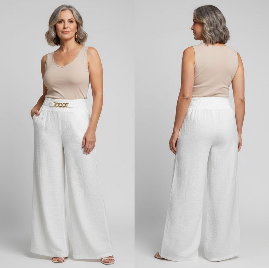 Pantalón ancho talle alto escultor