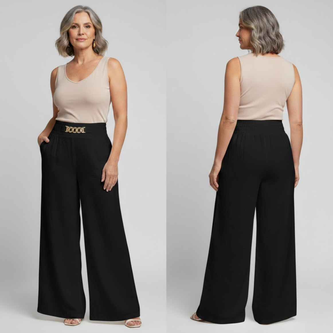 Pantalón ancho talle alto escultor
