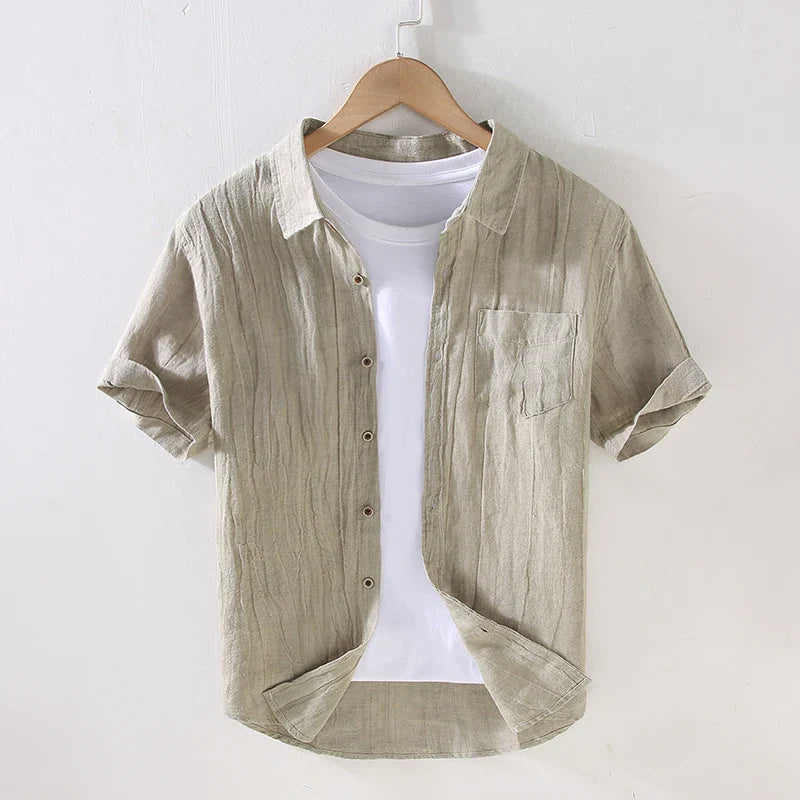 Elegante camisa de lino de manga corta