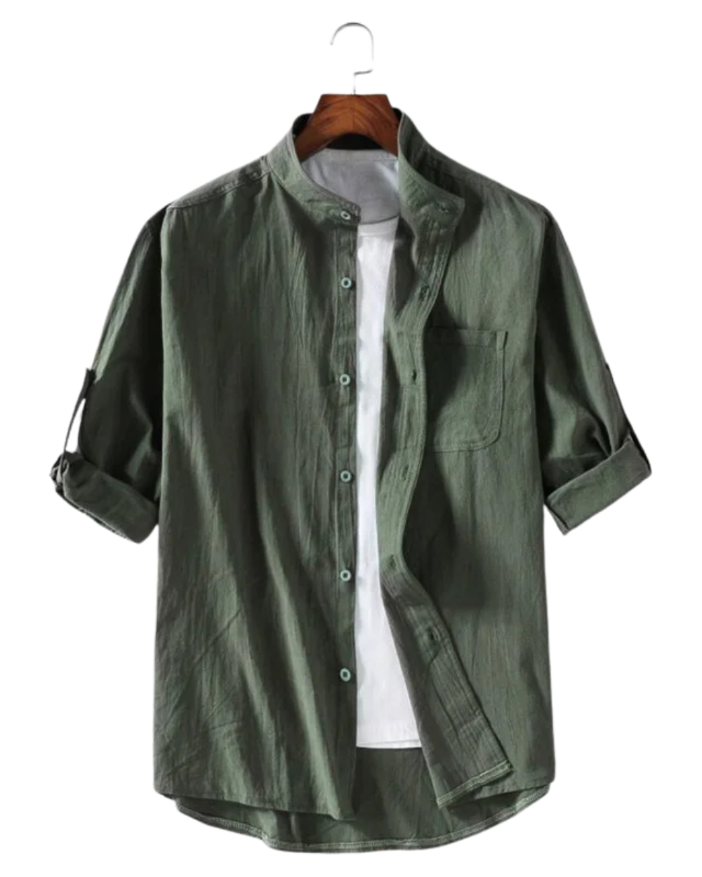 Camisa de lino de manga corta para hombre