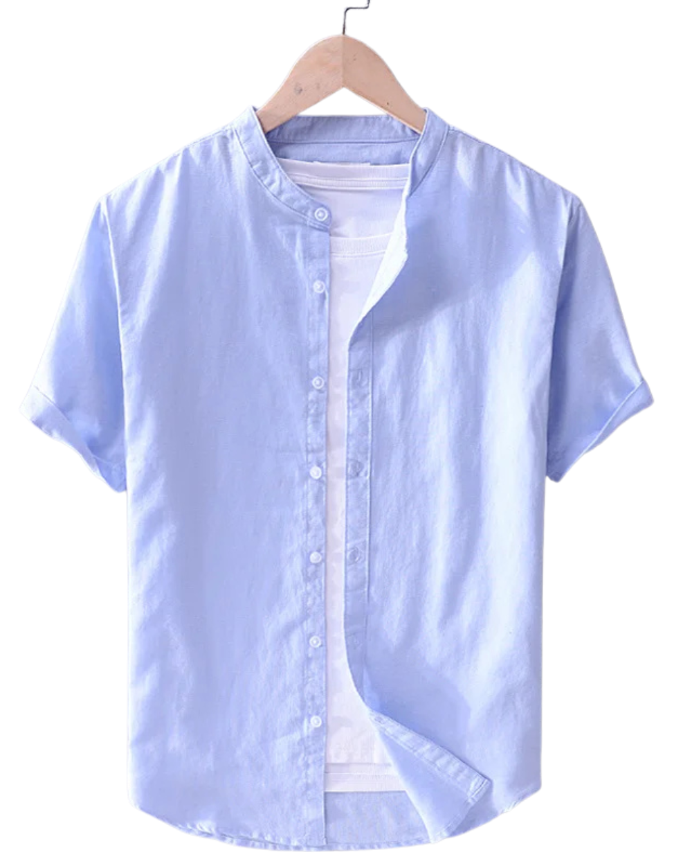 Camisa informal de algodón y lino para hombre