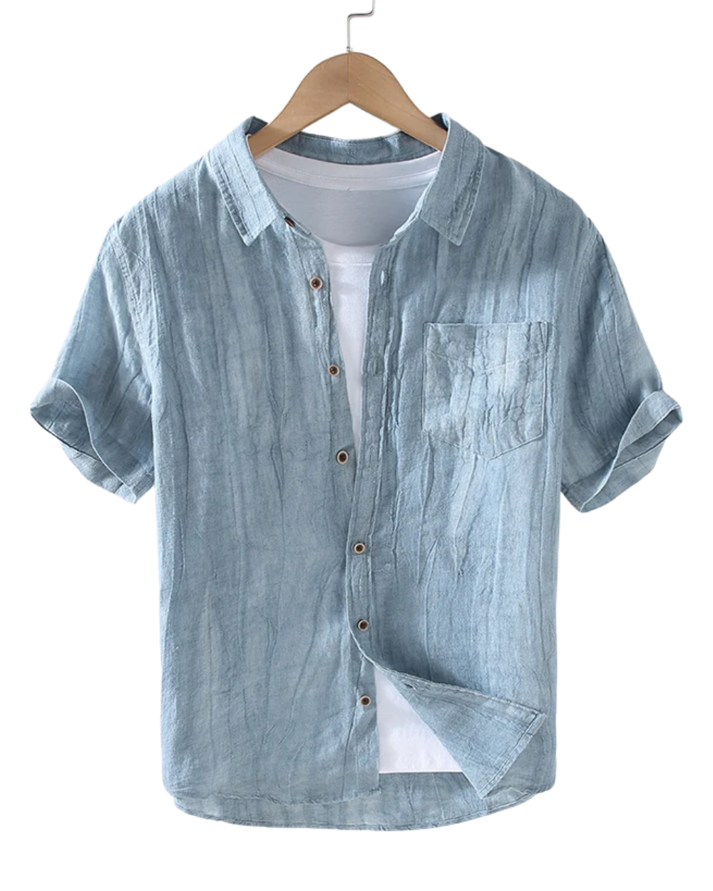 Elegante camisa de lino de manga corta