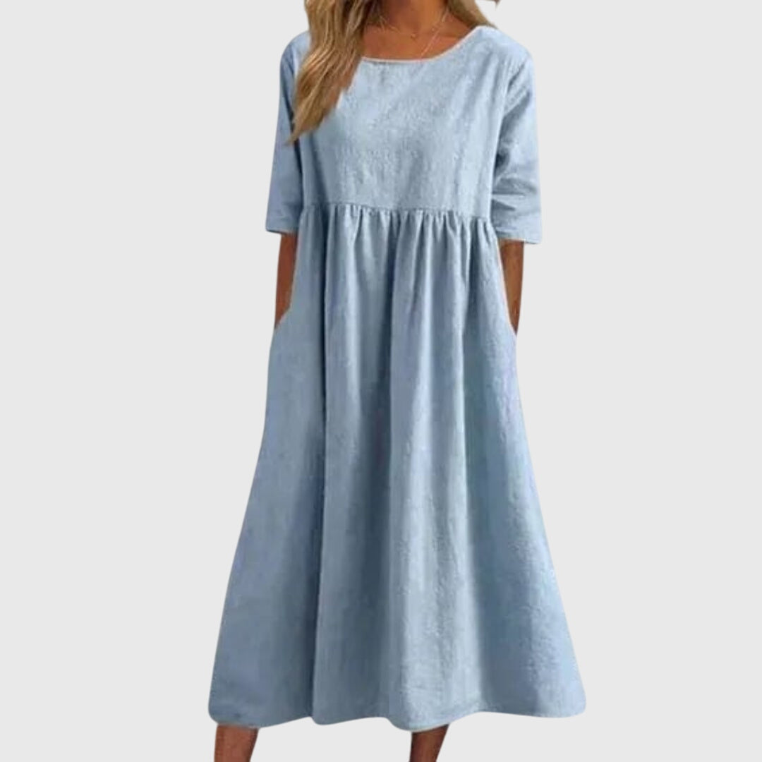 Vestido fluido de manga corta