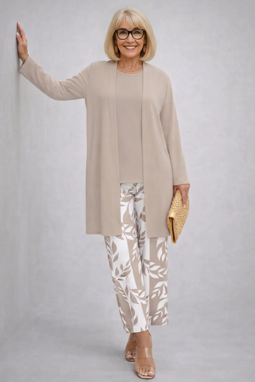 Conjunto 3 piezas beige botánico