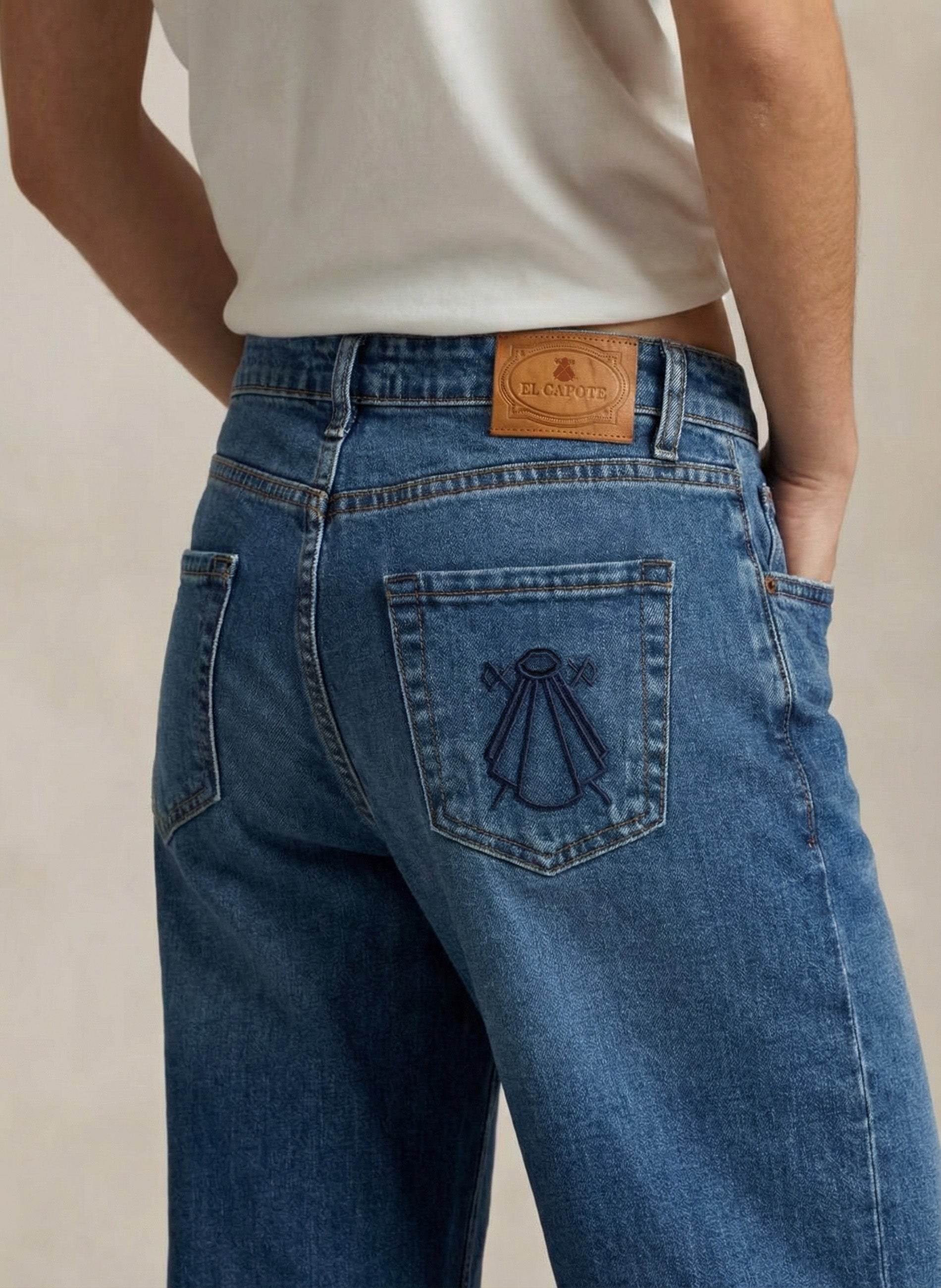 Pantalón Azul Vaquero pierna Ancha Mujer