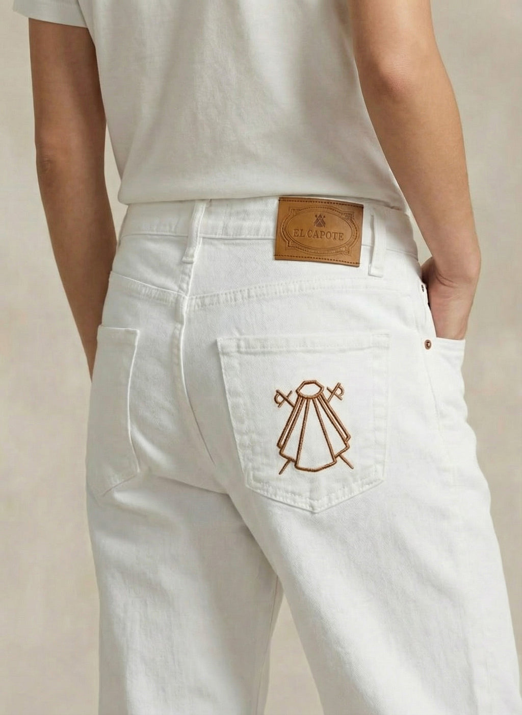 Pantalón Blanco Vaquero pierna Ancha Mujer