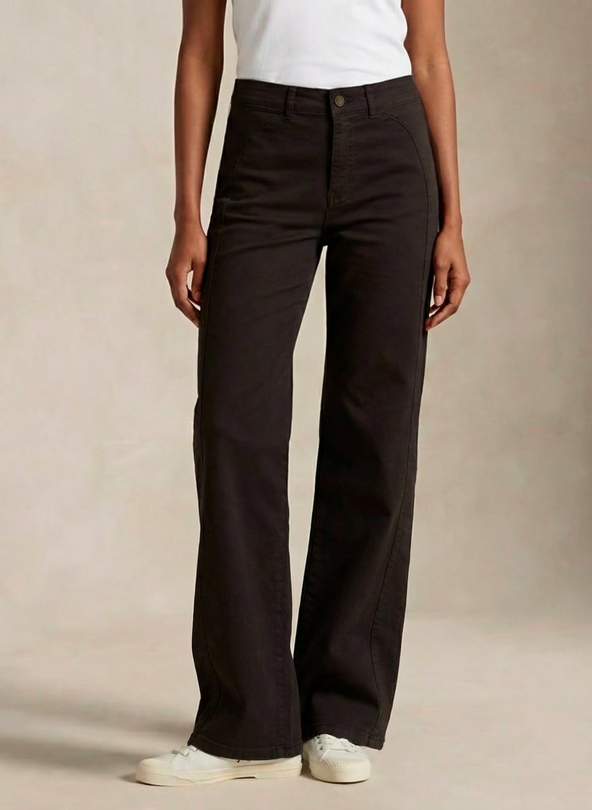 Pantalón Marrón Vaquero pierna Ancha Mujer