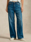 Pantalón Azul Vaquero pierna Ancha Mujer