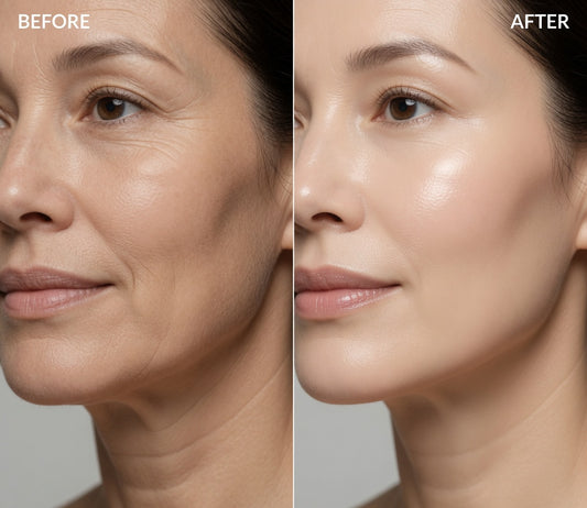 Before and after skin results with the Xorita LED Face & Neck Lifting Device